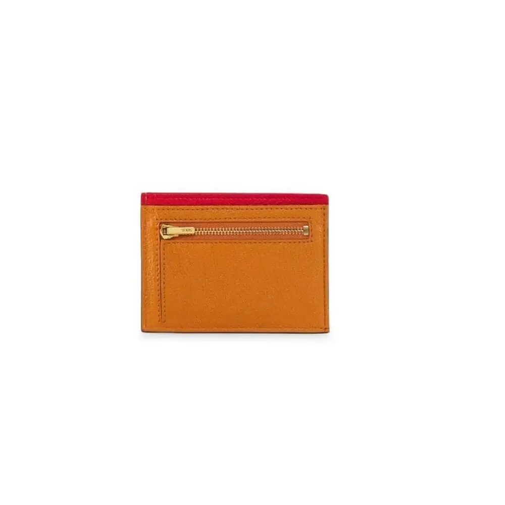 $550 NIB Tod's Camel Four Slot One Zip Pocket Logo Leather Card Case